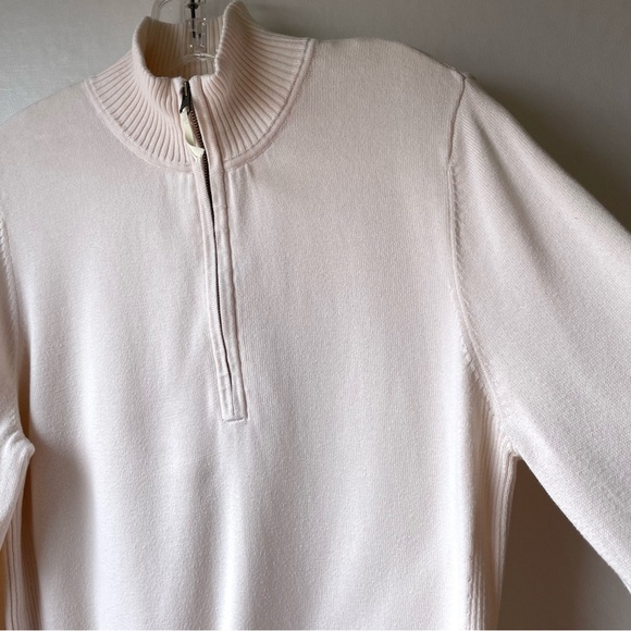Foxcroft Women’s 100% Supima Cotton Quarter Zip Sweater Cream Size L - Picture 6 of 12